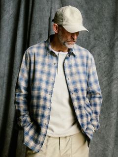 【予約品 4月19日(日) 18時締切】aging loose check shirt / エイジング ルーズ チェックシャツ / フェードブルー