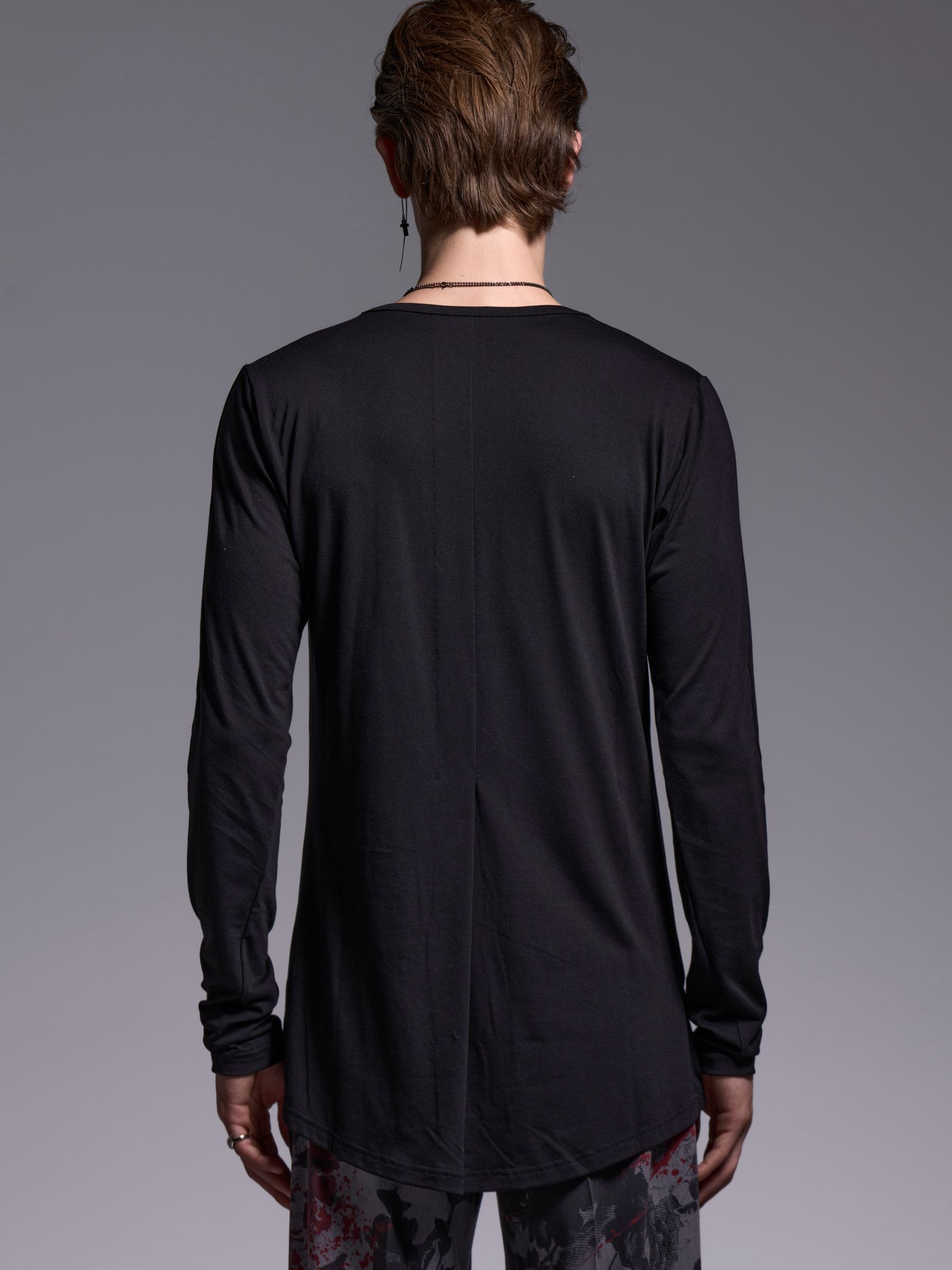 【予約品 1月4日(日) 締切】W-Frill-V-Neck-T / ダブルフリルTシャツ / ブラック