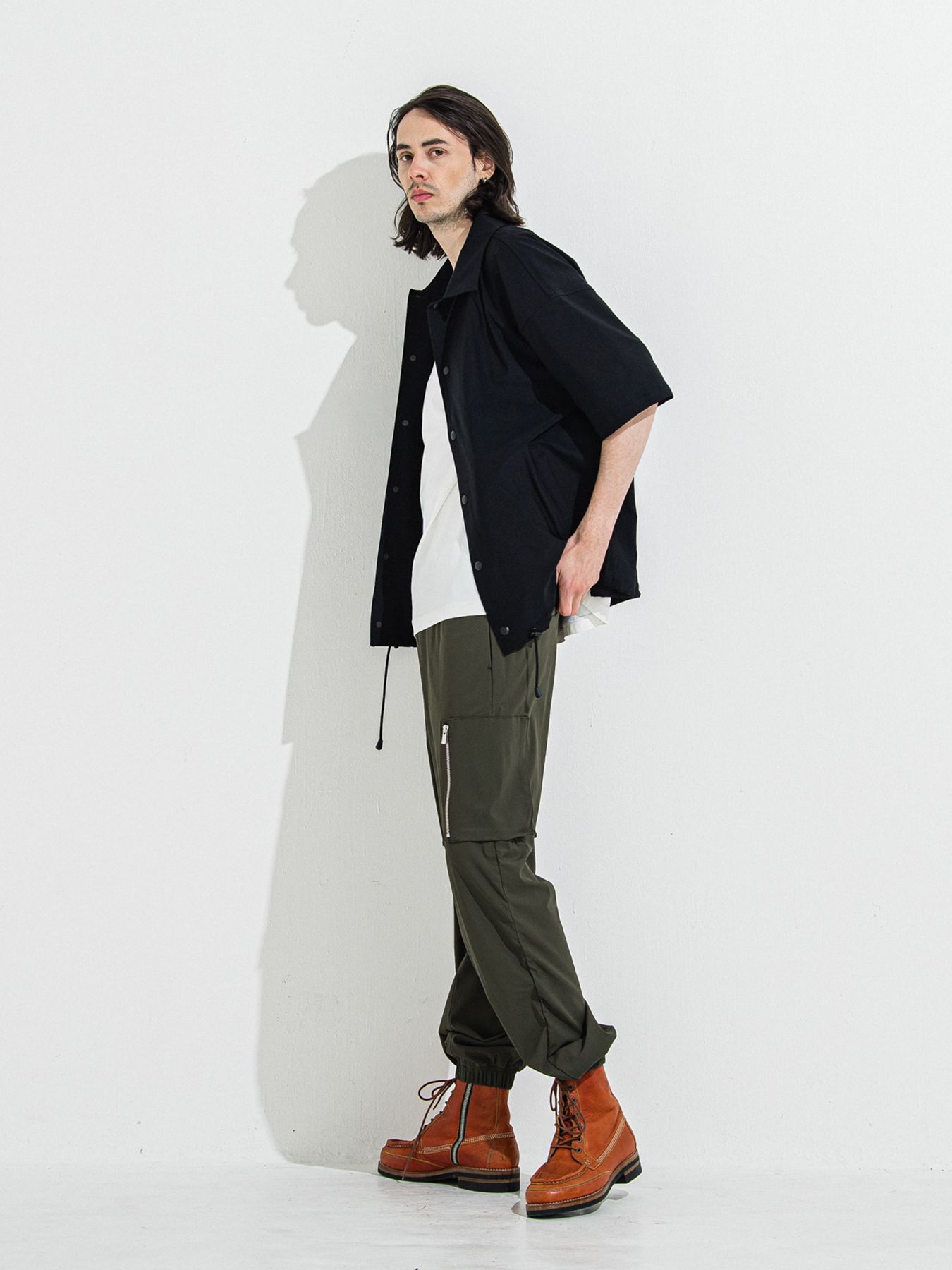 【予約品】NYLON HALF COACH JACKET / ナイロンハーフコーチジャケット / ブラック