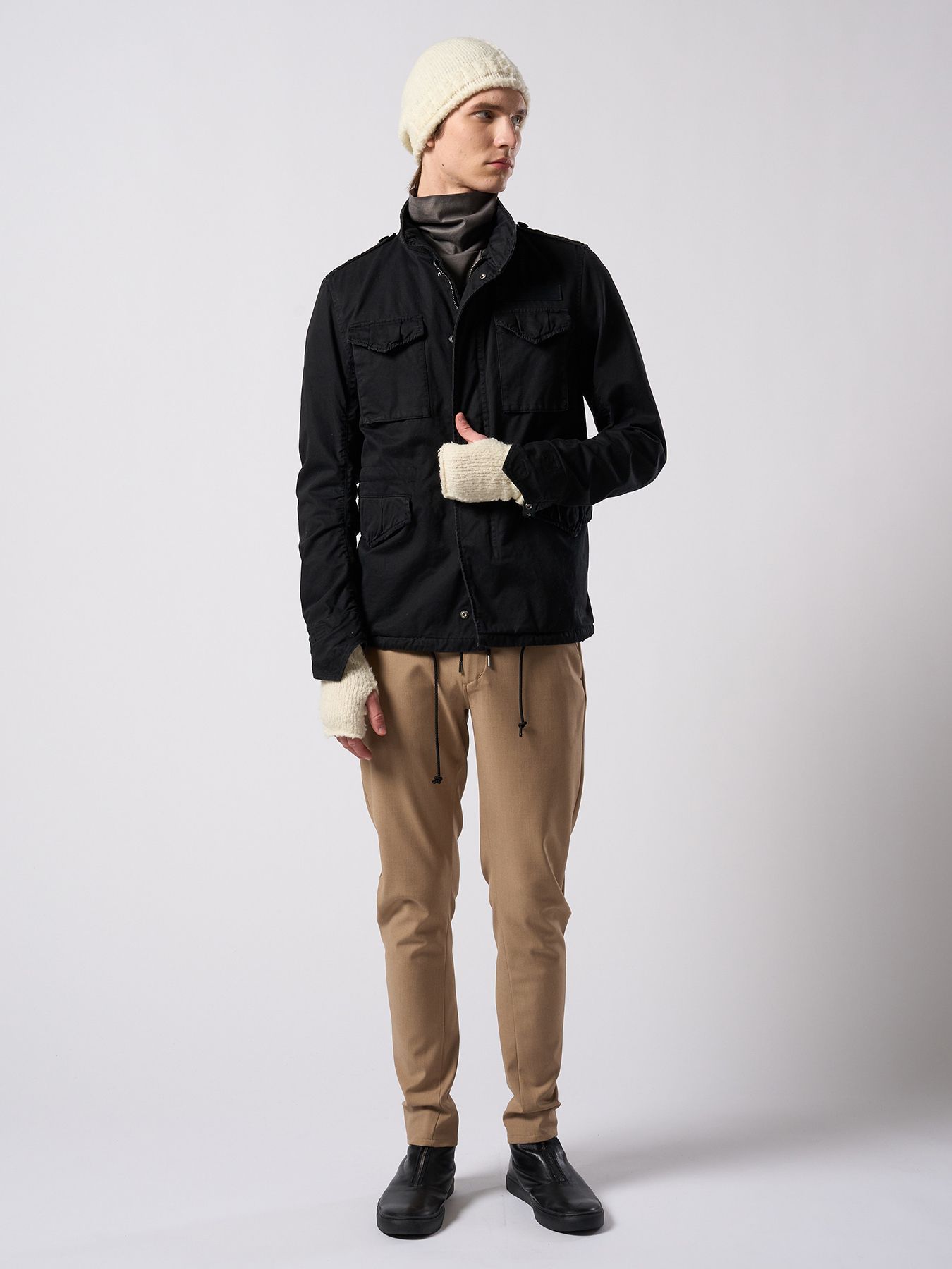 【予約品 4月19日(日) 18時締切】fancy yarn roll beanie / バルーン型ニットキャップ / ホワイト