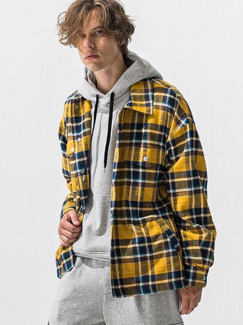 【予約品 9月6日(日) 締切】OLD SLUB CHECK JK / ヴィンテージ ネルジャケット / イエロー