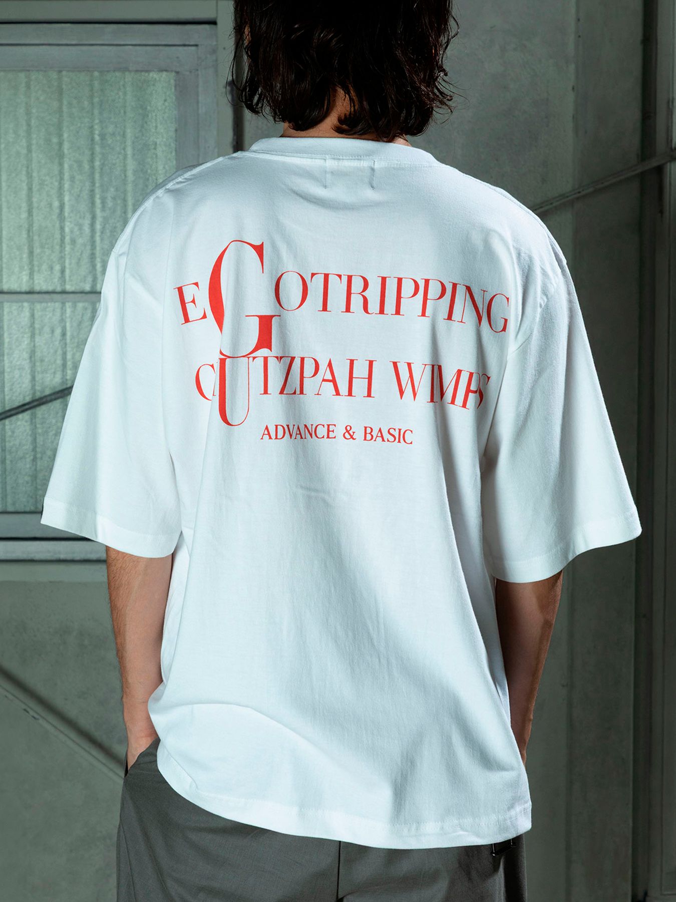 【予約品 11月9日(月) 締切】HEAVYOUNCE TEE Cw / ヘビーオンス バックプリントTシャツ / ホワイト×レッド