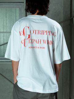 【予約品 11月9日(月) 締切】HEAVYOUNCE TEE Cw / ヘビーオンス バックプリントTシャツ / ホワイト×レッド