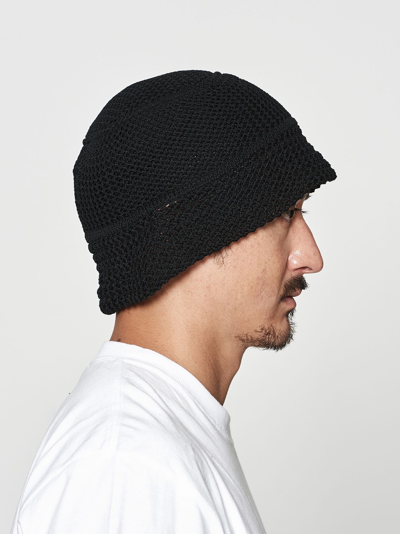 【予約品 10月9日(木) 締切】muta Mesh Knit Bucket Hat / ニットバケットハット / ブラック【Acanthus × muta MARINE】