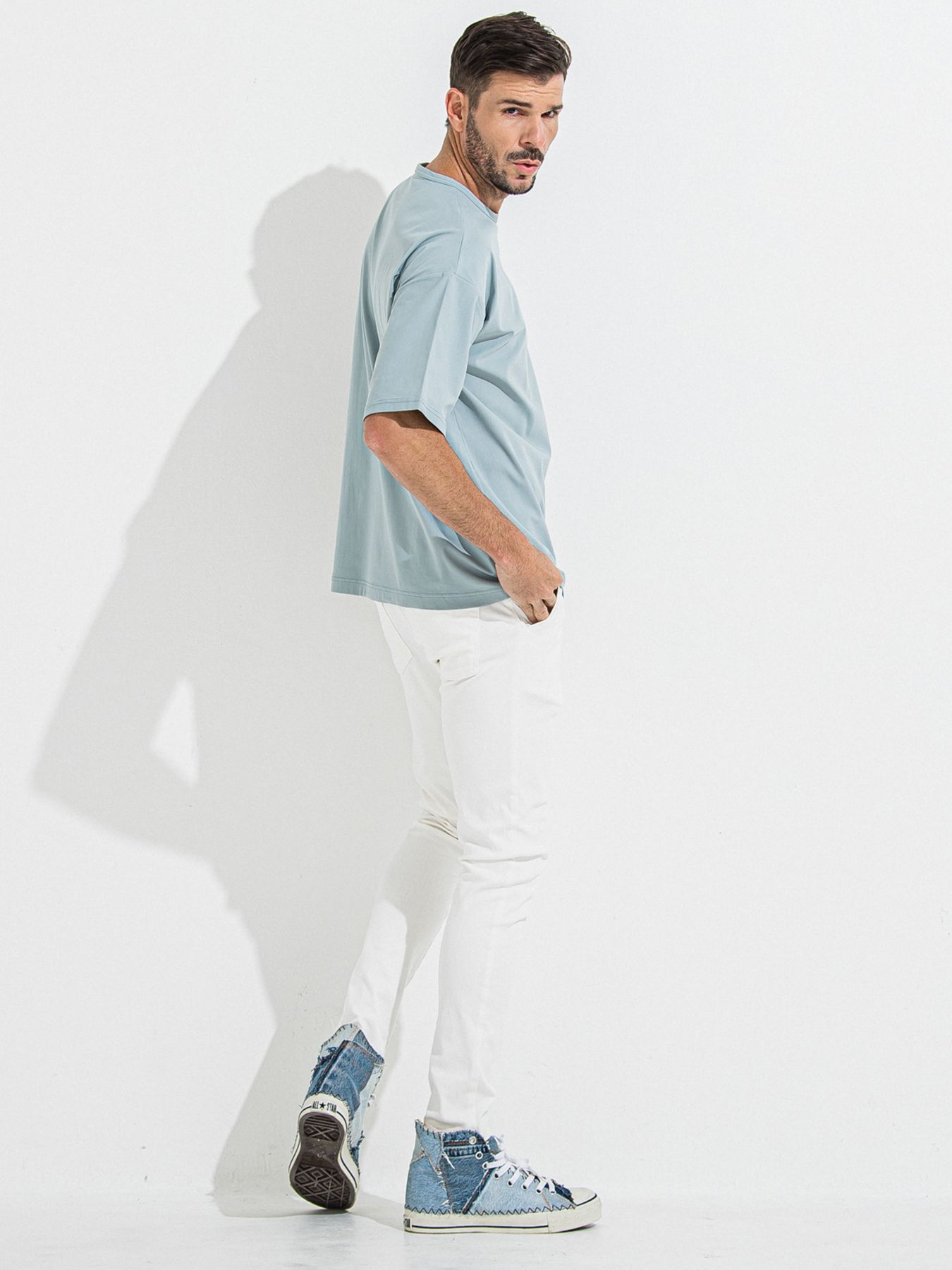 DENIM JERSEY CHRIS EASY TUCK PT / デニムジャージクリスイージータックパンツ / ホワイト