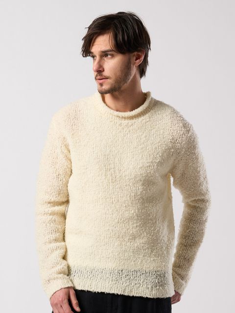 【予約品 4月19日(日) 18時締切】fancy yarn crew-neck knit / クルーネックニット / ホワイト