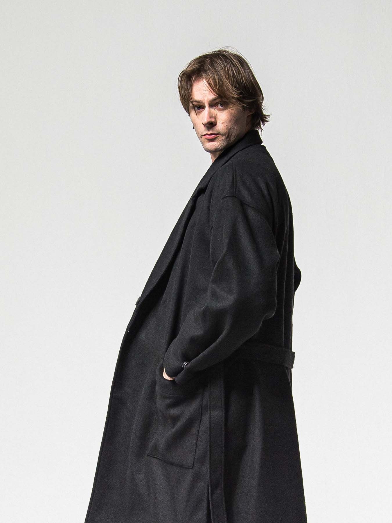 【予約品 】GOWN OVER COAT / ガウンオーバーコート / ブラック