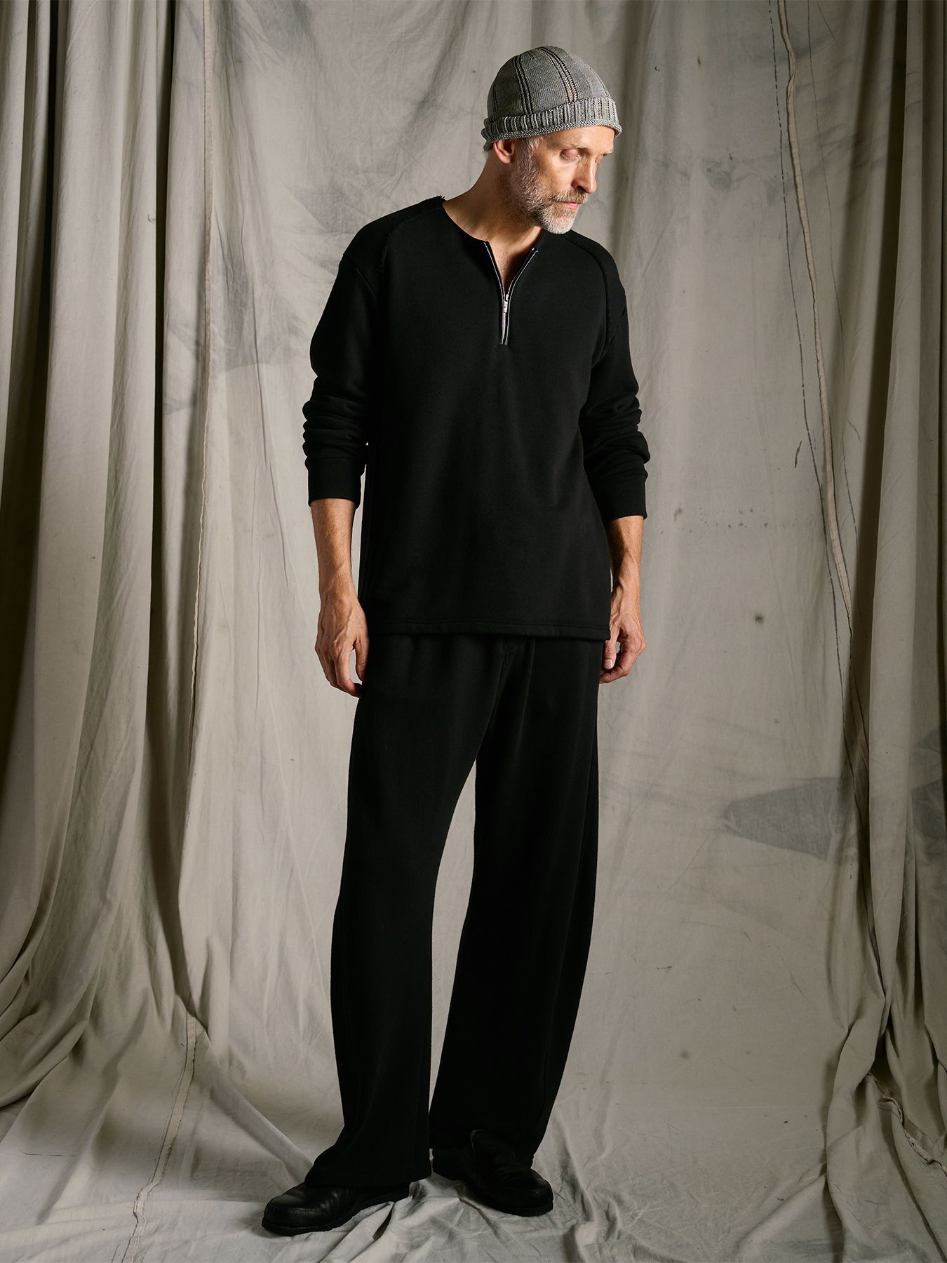【予約品】soft luxe urake half-zip sweatshirt / プレミアム裏毛 ハーフジップスウェット / ブラック