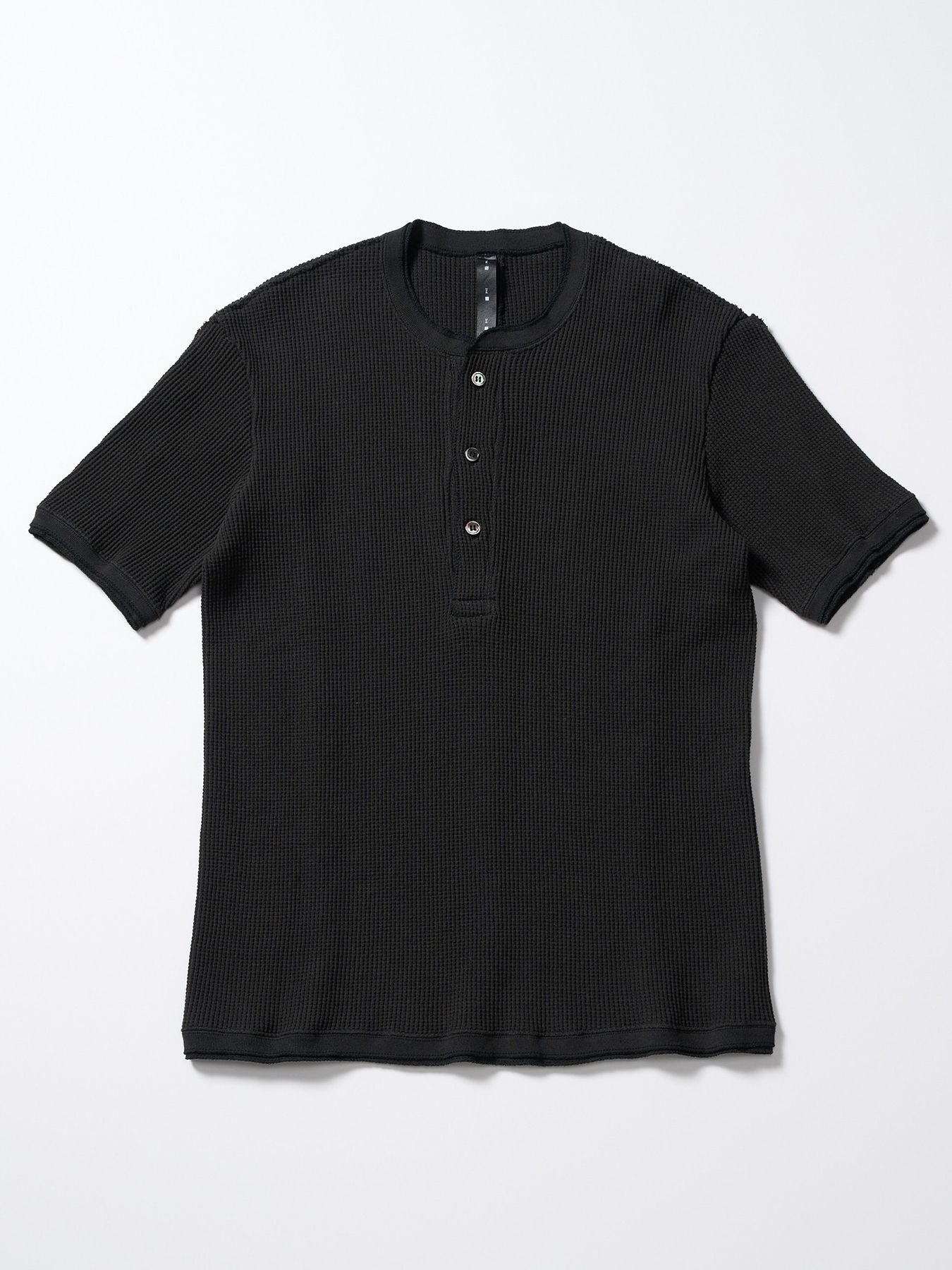 【予約品 1月25日(日) 締切】waffle henley S/S / ワッフルヘンリー ショートスリーブ / ブラック