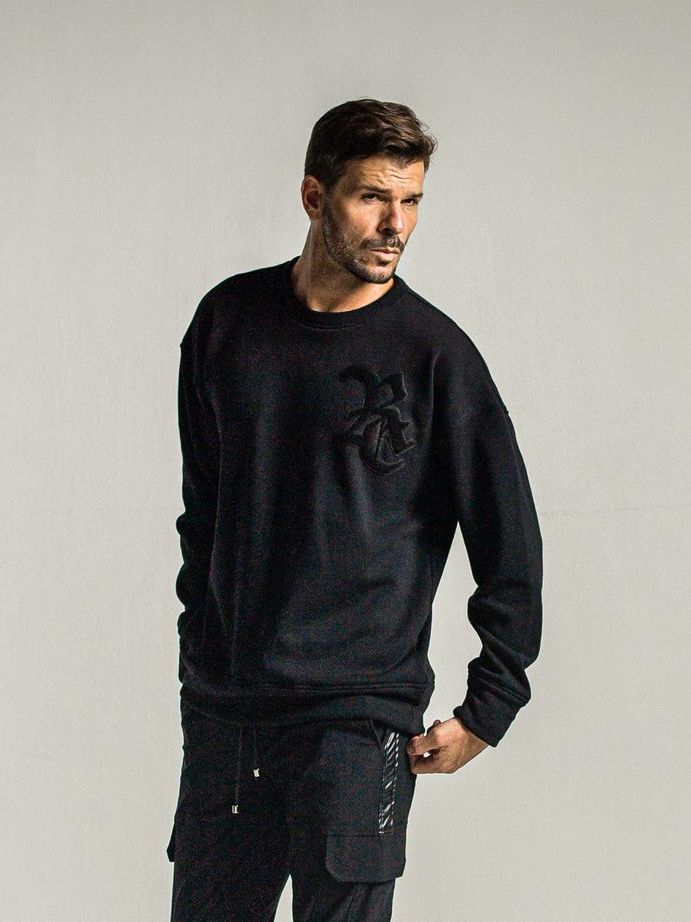 《予約9月1日18時締め》 RC chenille velours fleece drop trainer  / ルーズトレーナー / ブラック