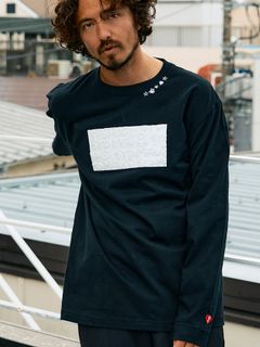 【予約品 5月8日(木) AM10時 締切】 5.6ozコットン天竺 ボックスロゴ発泡プリントLS Tシャツ / ブラック