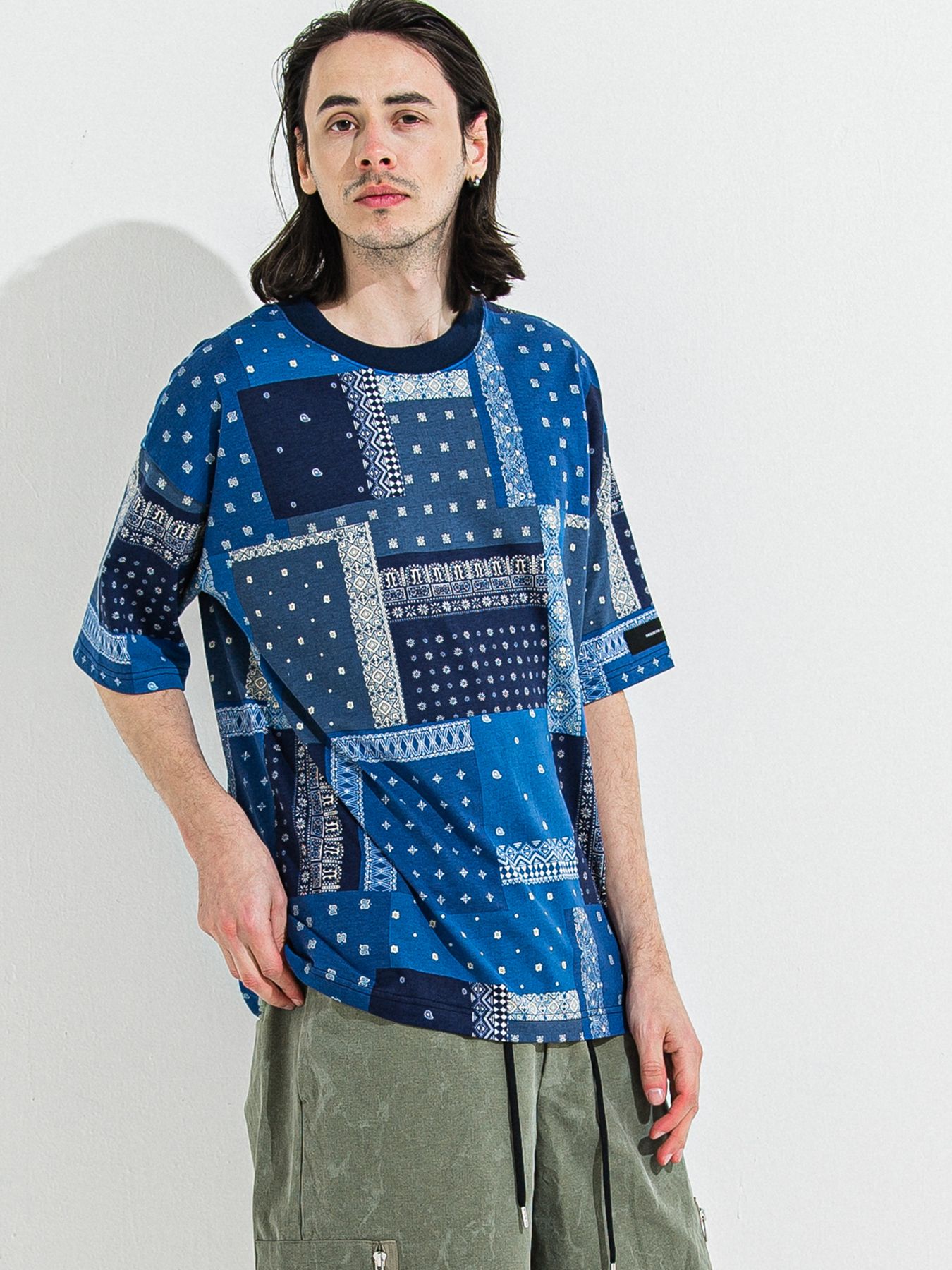 【予約品 】BANDANA OVER TEE / バンダナオーバーサイズTシャツ / ネイビー