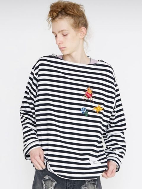刺繡入りボーダーロンT 「71MICHAELミッシェル」TUNAGI JAPANとのコラボ