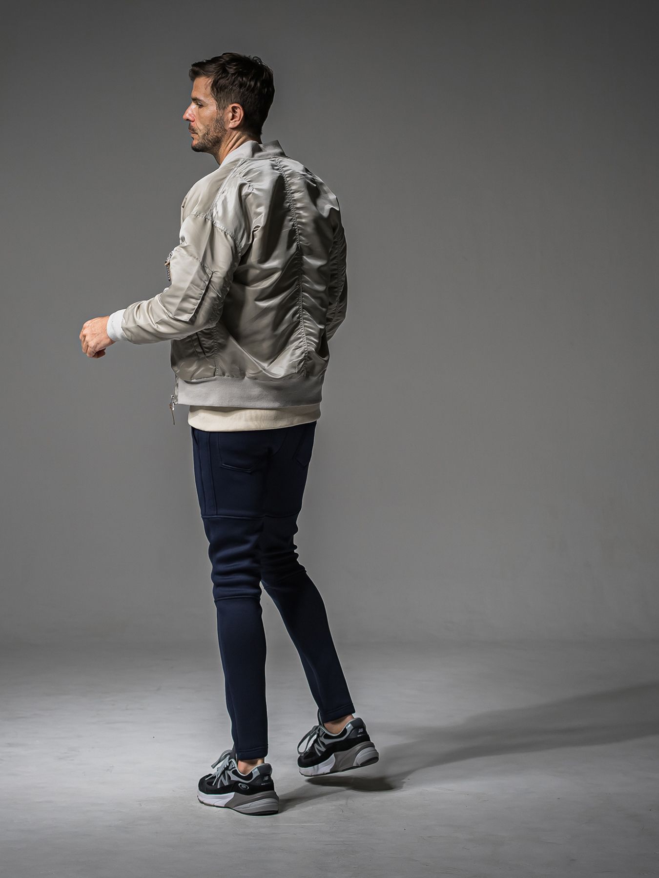 【予約品 】STRIPE QUILTING DROP TRAINER / ストライプキルティング ルーズトレーナー / オフ