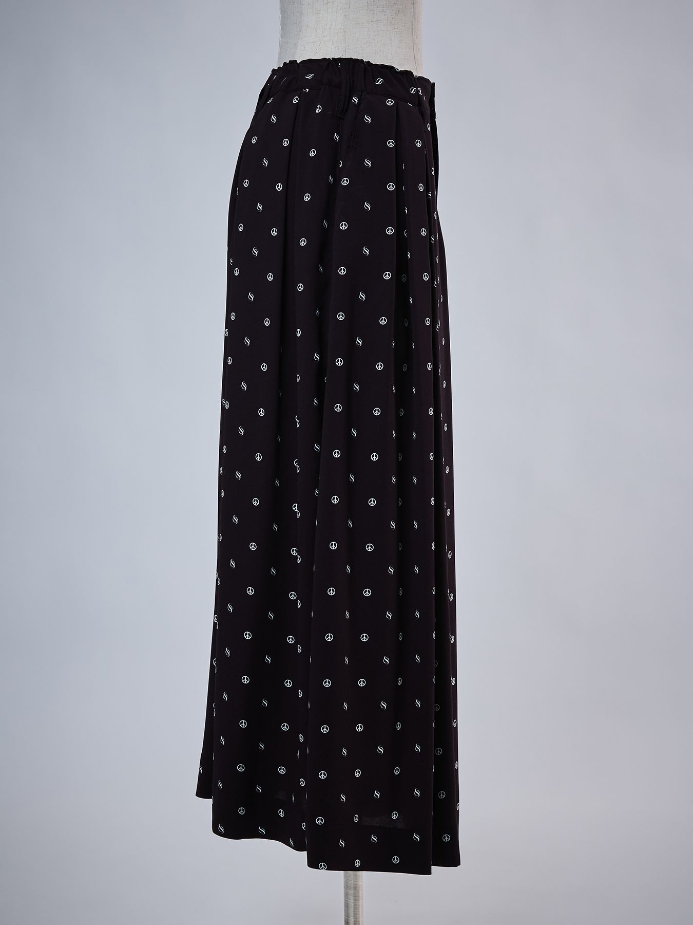 【予約品 4月26日(日) 締切】Peace Dot Drape Skirt / ピースドット ドレープスカート / ブラック