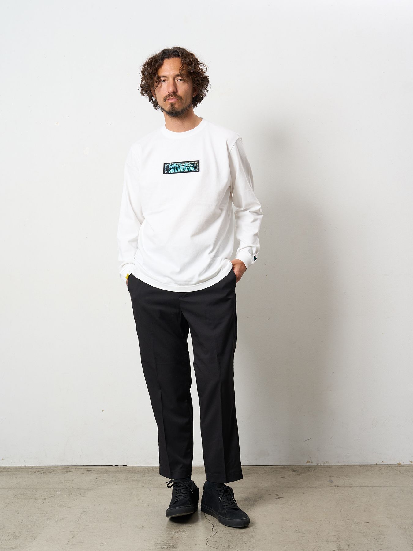 【予約品 5月8日(木) AM10時 締切】 5.6ozコットン天竺 スターグラムハート＆シークインLS Tシャツ / ホワイト