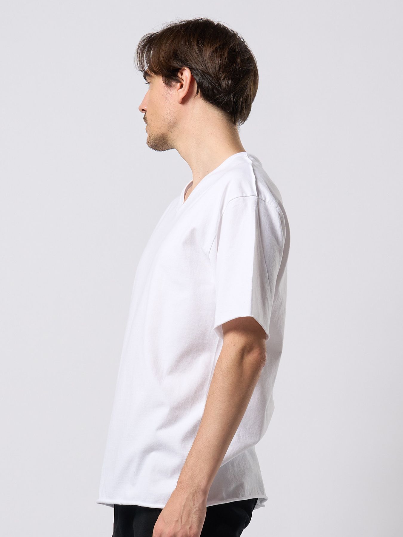 【予約品 9月23日(火) 締切】wide cut-off V-neck S/S / ワイド カットオフ Vネック ショートスリーブ / ホワイト