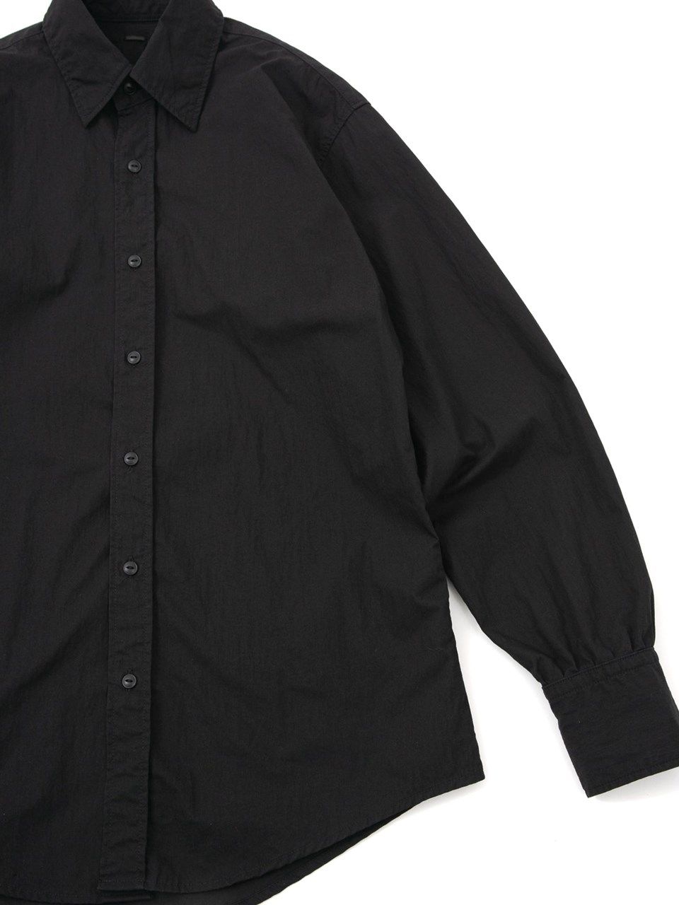 後染めコットンナイロンウェザークロス シャツ / Shirts / ブラック 【STRUM】