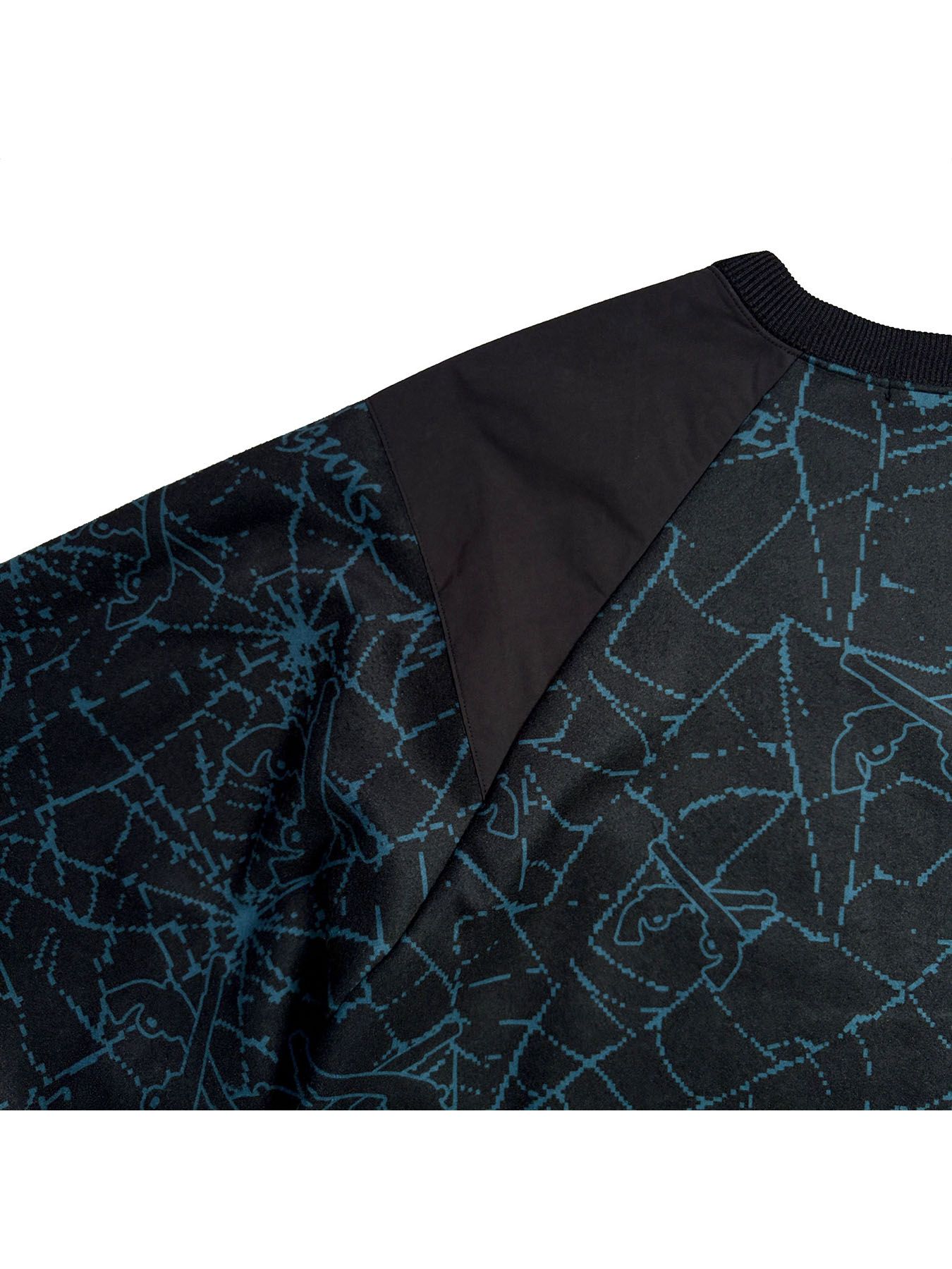 【予約品 3月9日(月) 18:00 締切】SPIDER PRINT T CRY / クリスタルクロスガン スパイダープリント フリース ロンT / ブラック×ブルー