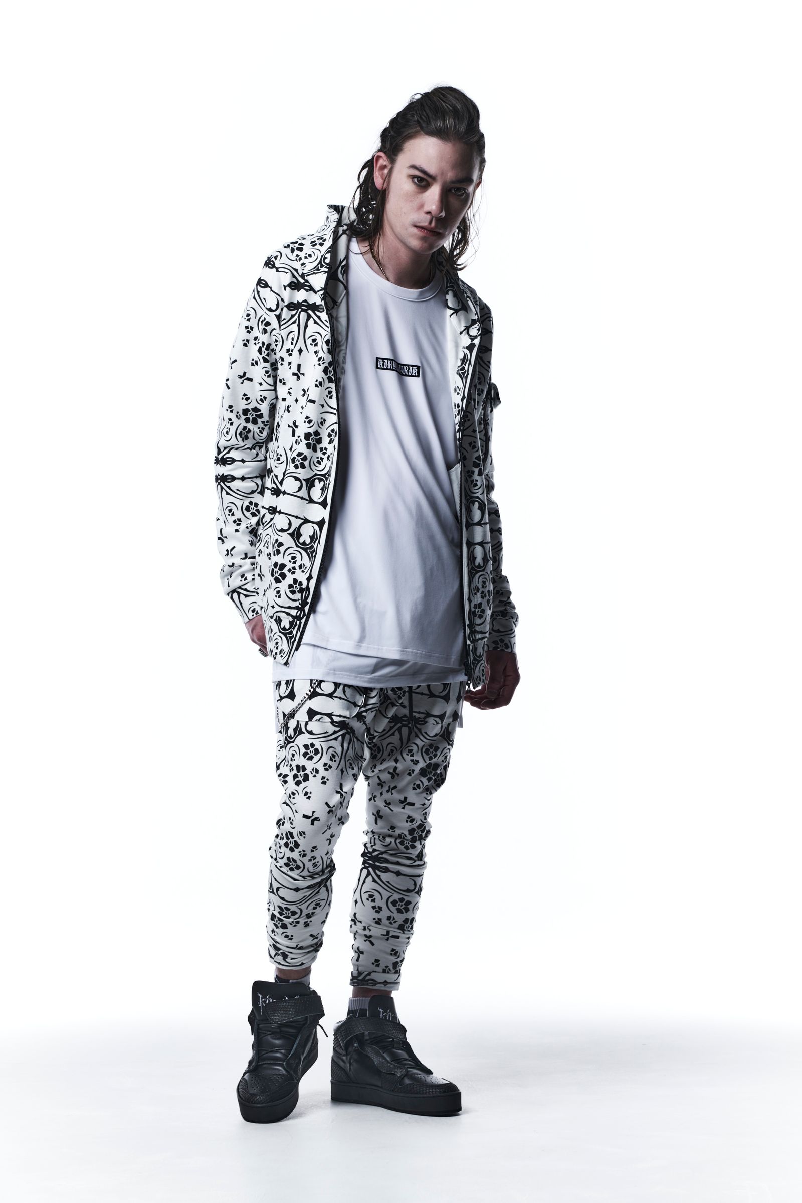 Hoodie パーカー BANDANA Print Jersey / White×Black 【kiryuyrik】