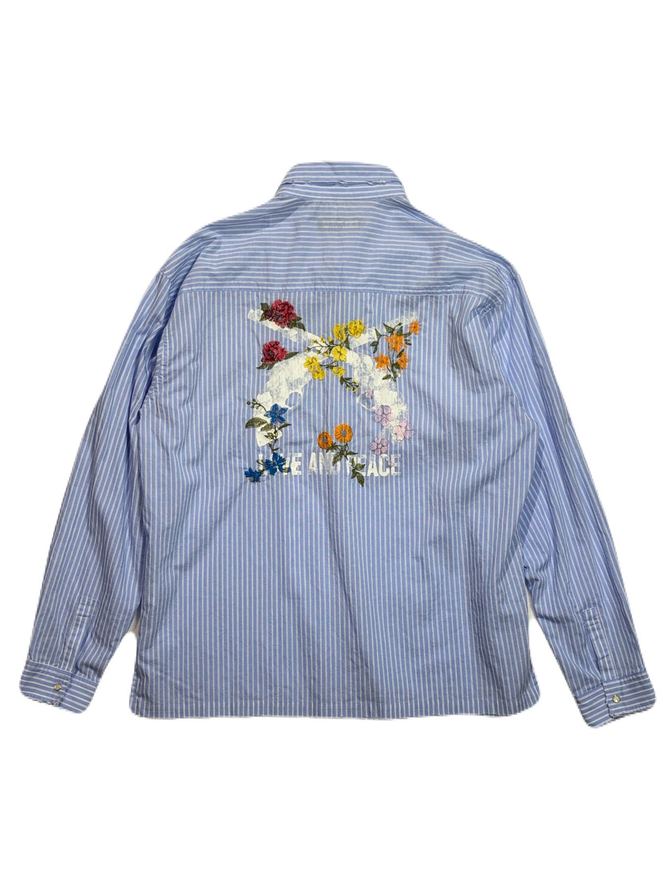 【予約品 8月23日(日) 締切】STRIPES SHIRT FLOWER / ブルー