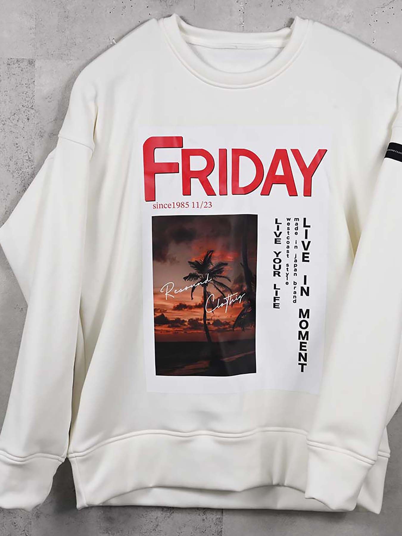 【予約品 8月31日(日) 締切】FRIDAY OLD COVER VEROURS FLEECE TRAINER / FRIDAYコラボ オールドカバー ベロアフリース トレーナー / ホワイト