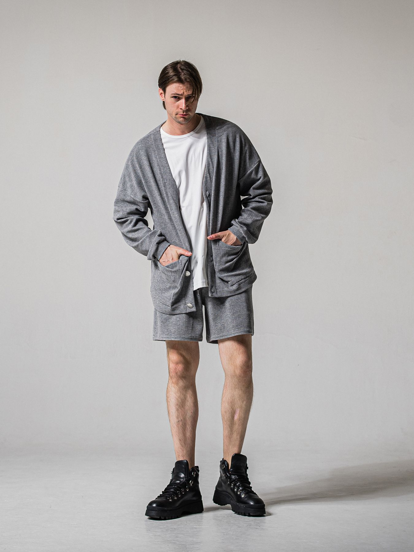 【予約品 11月16日(日) 締切】BLISTER KNIT C/D / ブリスターニットカーディガン  / グレー