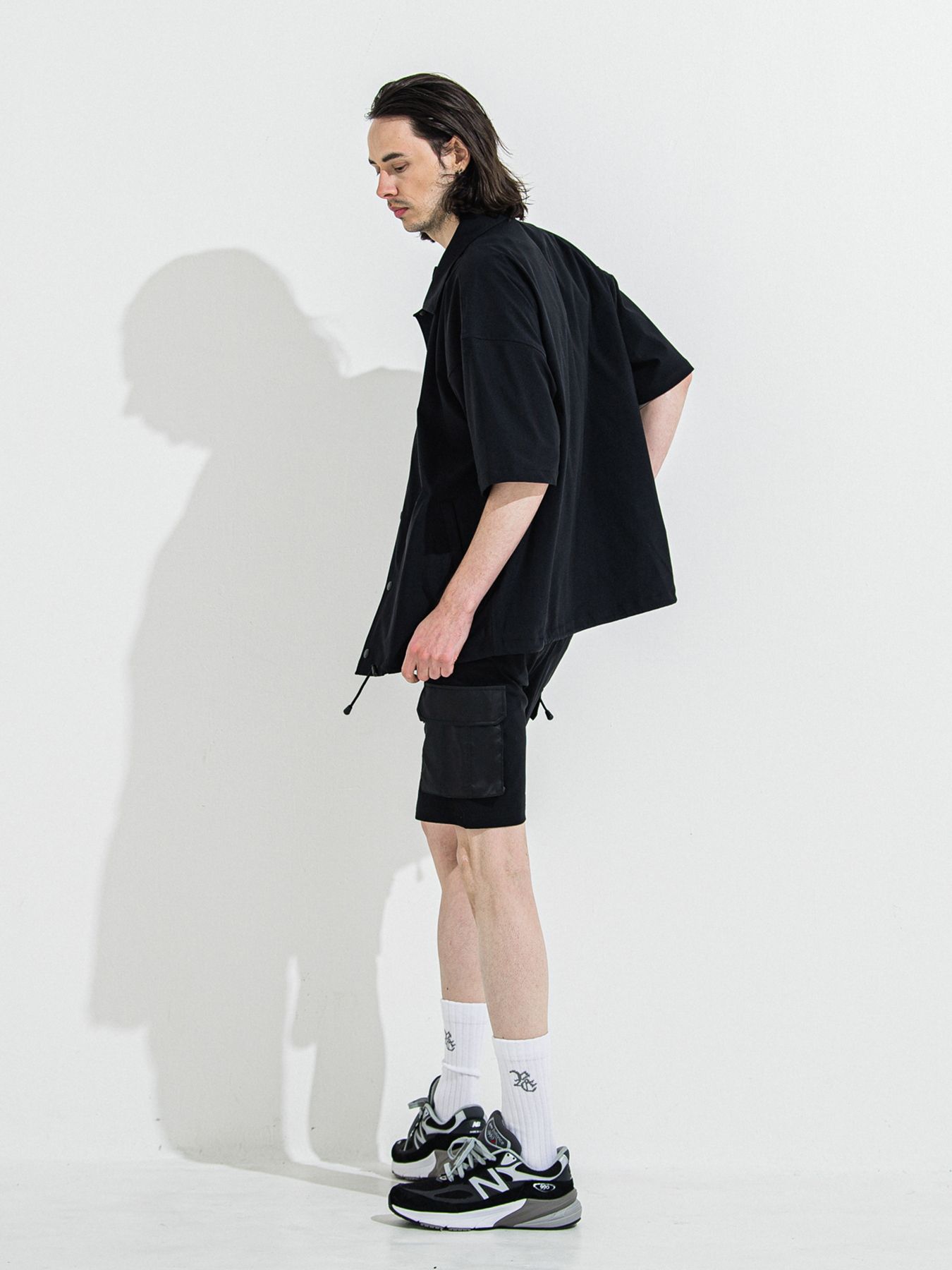【予約品】NYLON HALF COACH JACKET / ナイロンハーフコーチジャケット / ブラック