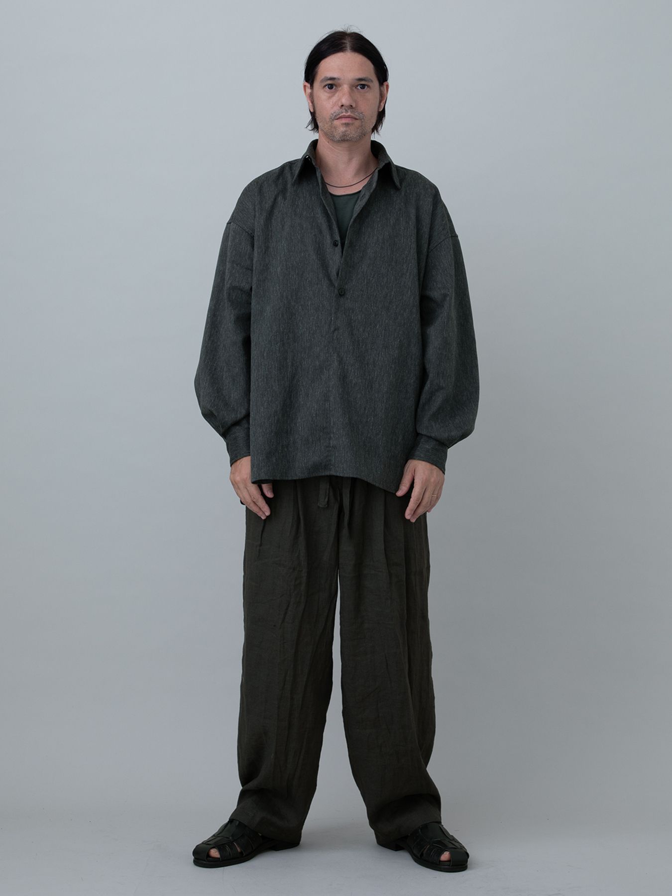 【予約品 11月23日(日) 締切】LINENTROUSERS / リネン2タックスラックス / CHARCOAL