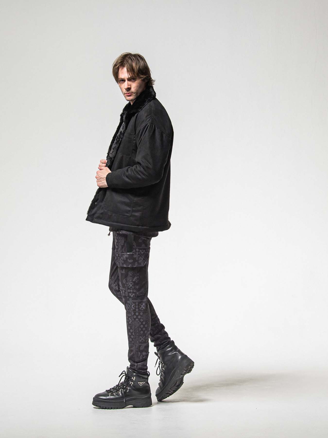 【予約品 】SUEDE FUR CAVER ALL / スウェードファーカバーオール / ブラック