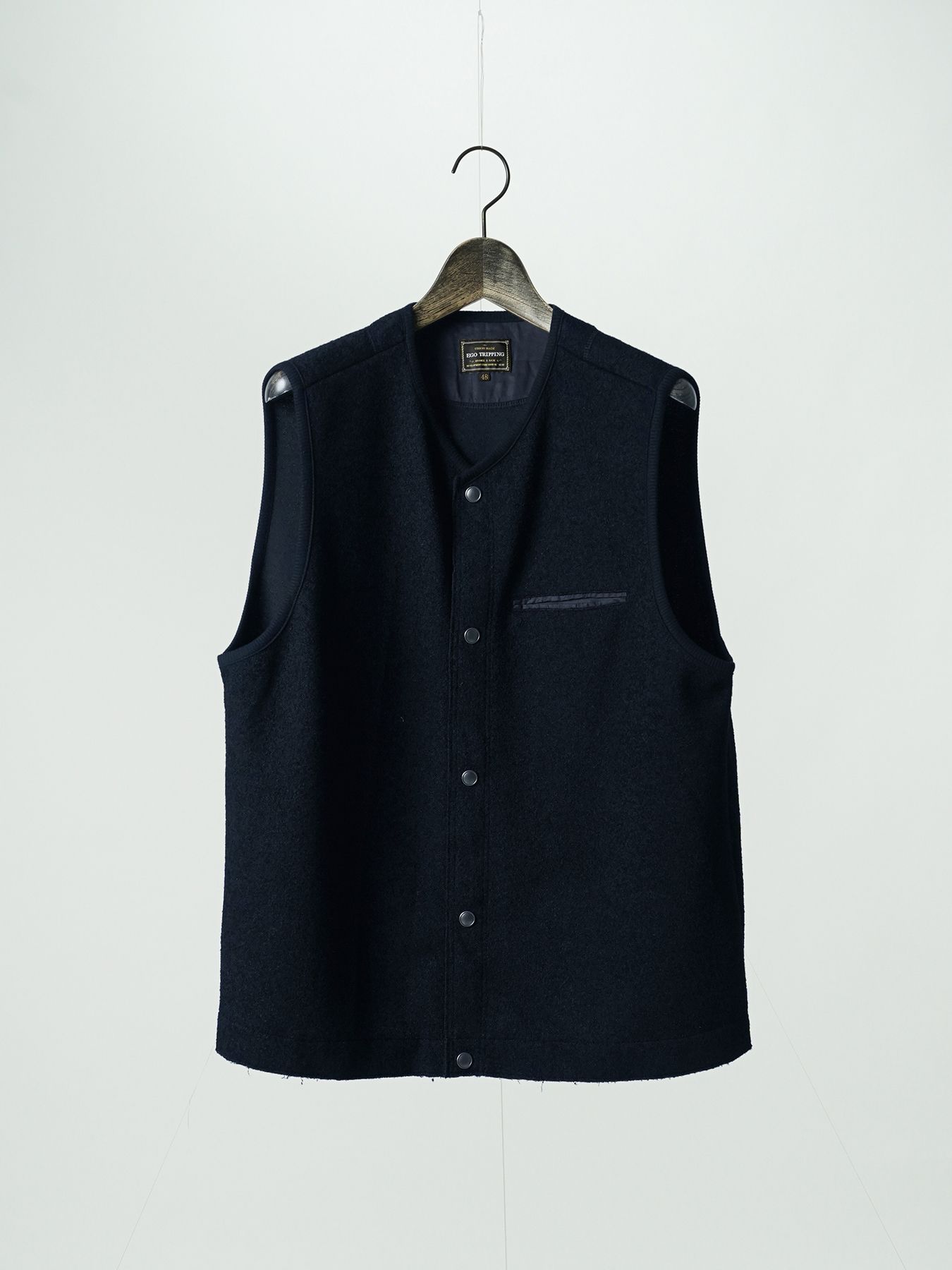 【予約品 5月27日(水) 締切】BOUCLE-VEST / ウール混ブークレー ベスト / ネイビー