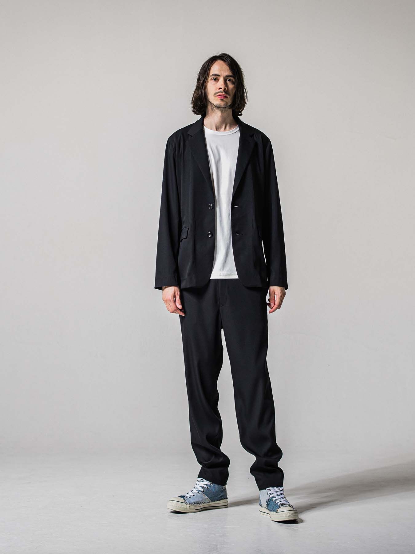 【予約品 11月16日(日) 締切】GARY LOOSE JACKET / ルーズフィット ジャージ テーラードジャケット / ブラック