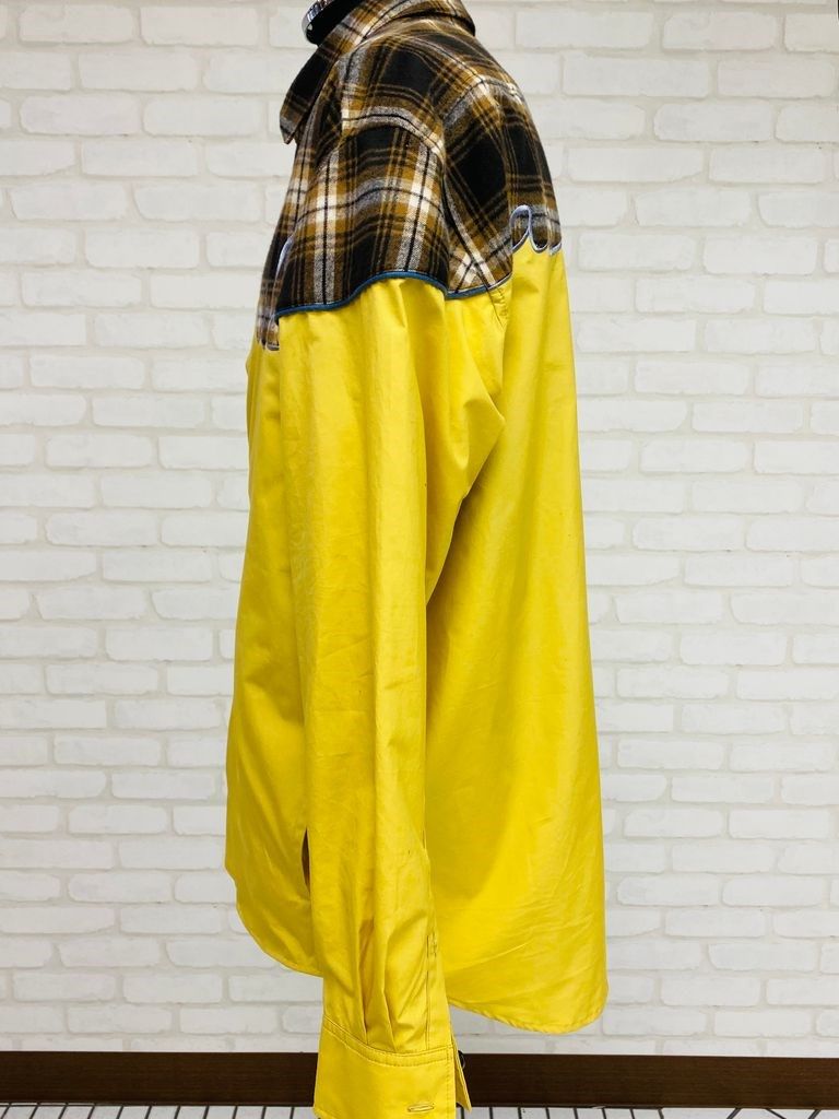 EMBROIDERY SWITCHING チェックシャツ / Yellow
