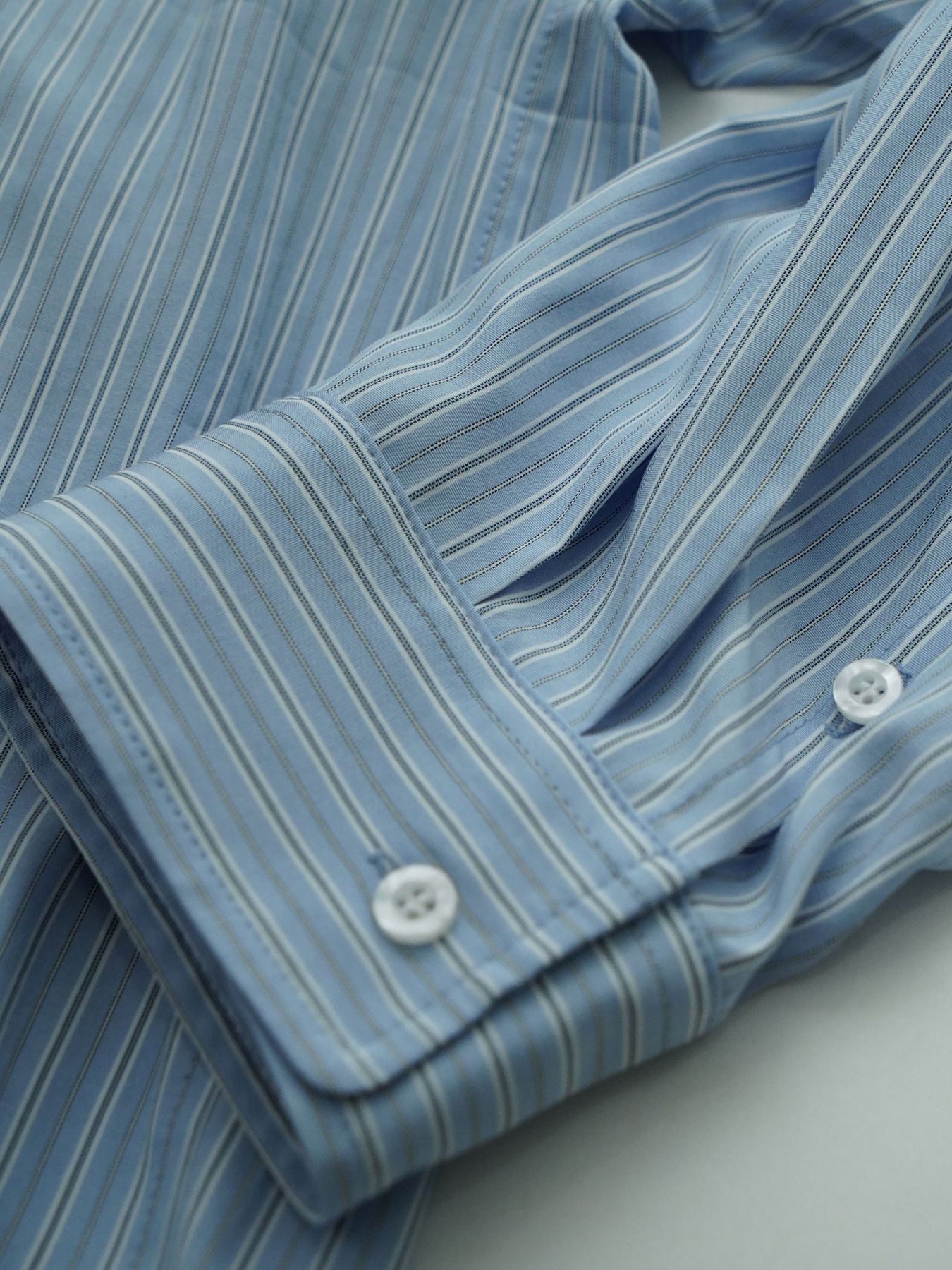 【予約品 10月26日(日) 締切】DOUBLESHIRT / レイヤード ストライプシャツ / SAX.st