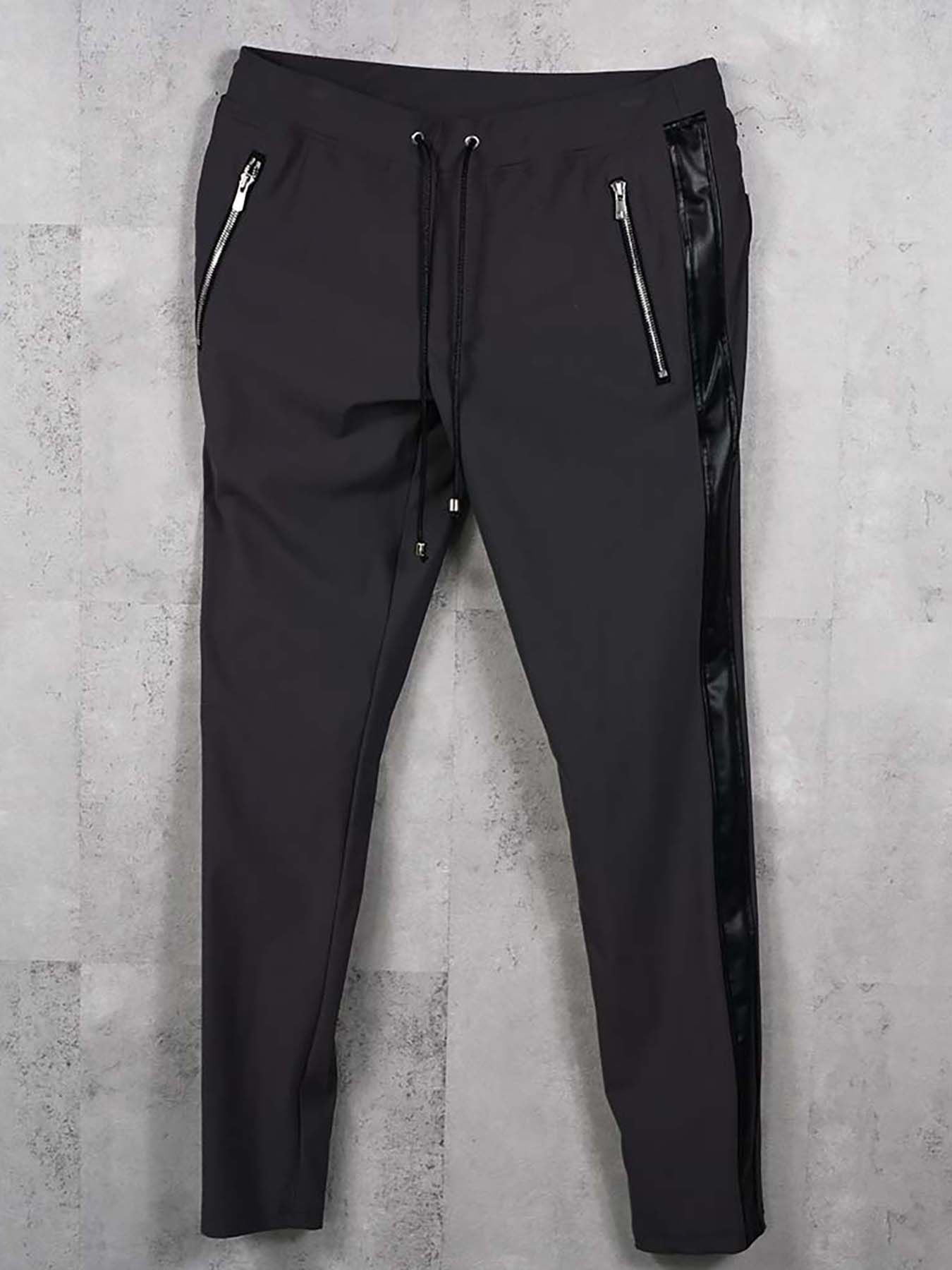 【予約品 8月31日(日) 締切】LEATHER LINE TRACK / レザーライン トラックパンツ / チャコール