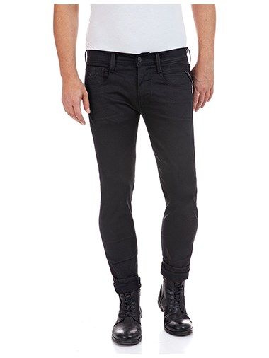 ANBASS 11.5oz ハイパーフレックス RE-USED ブラックストレッチデニム / デニムパンツ  / ブラック