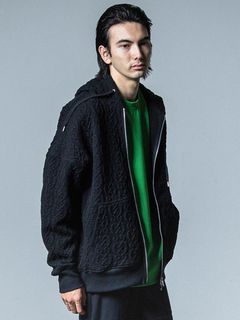 《予約品》 cable drop zip hoodie / パーカー / ブラック