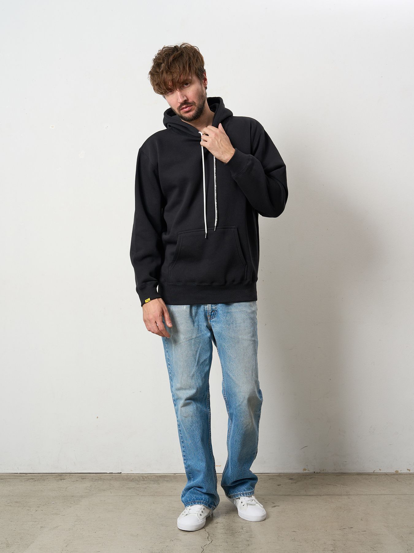 【予約品 5月8日(木) AM10時 締切】 TC裏毛起毛 PEACE AFTER DEATH&マルチパッチワーク プルパーカー / ブラック