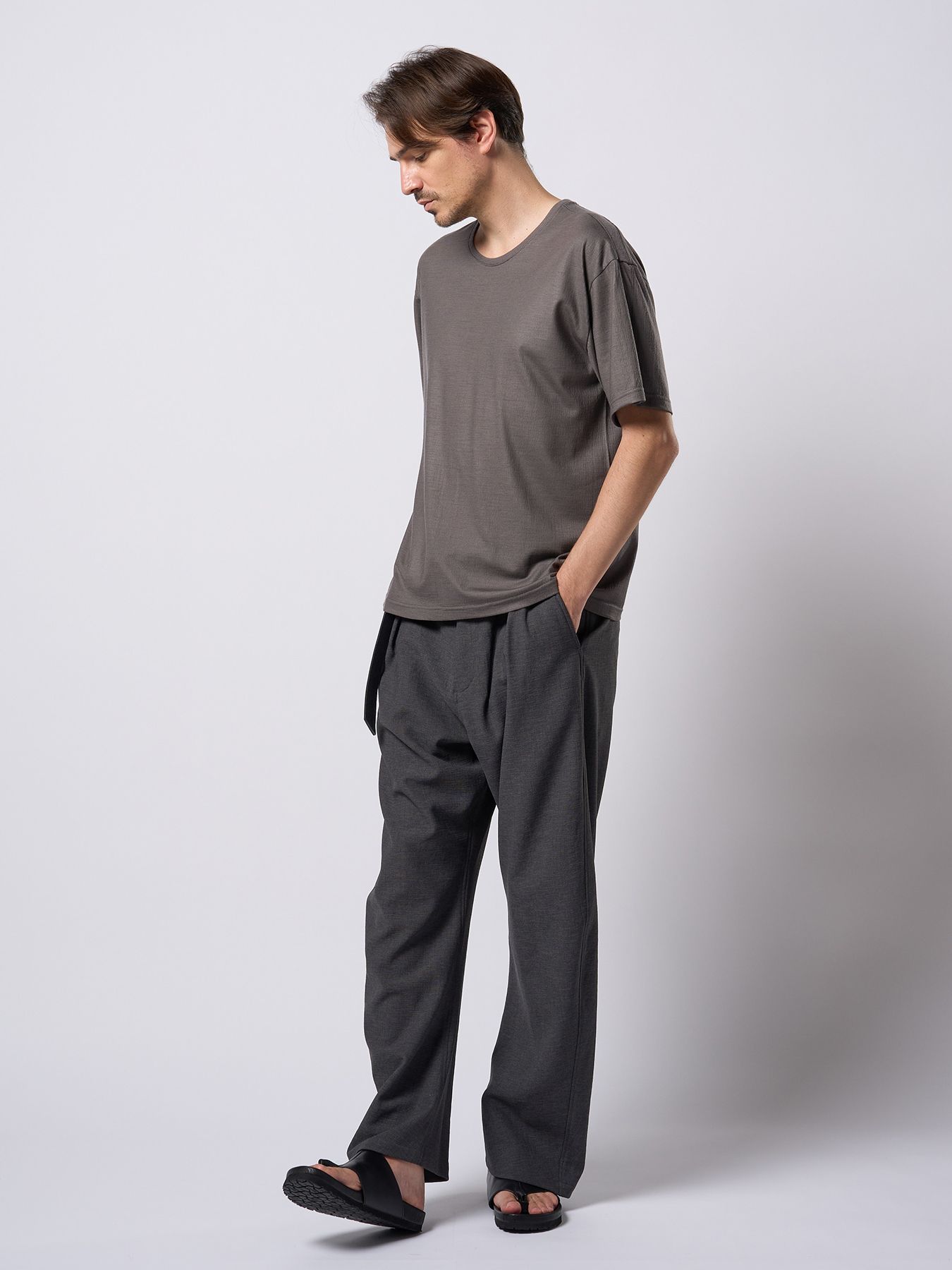 【予約品 9月23日(火) 締切】ex.comfy wool S/S / エクスコンフィーウール ショートスリーブ / スチールグレー