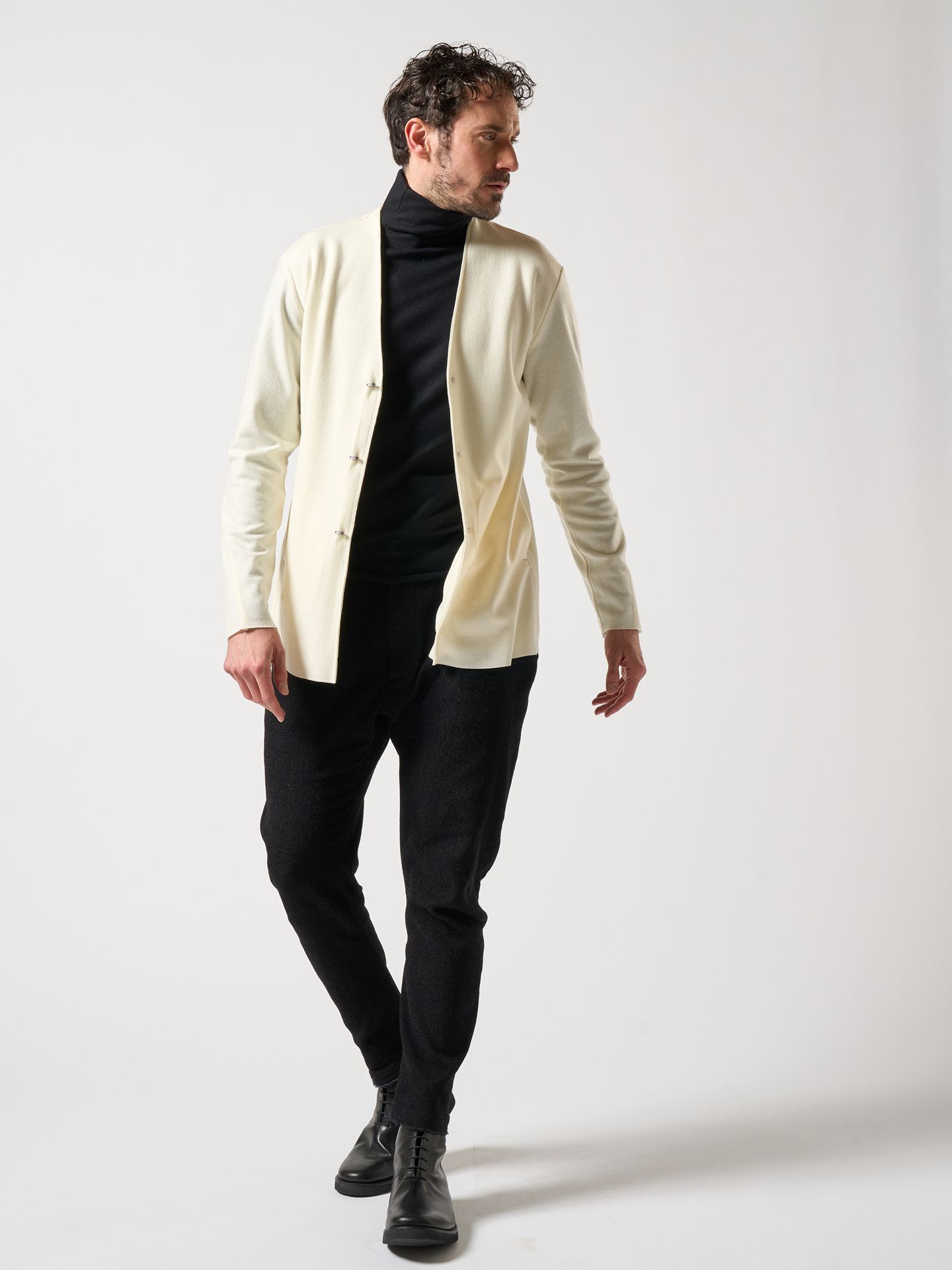 【予約品】 2-ply hook cardigan / ミドルカーディガン / オフホワイト