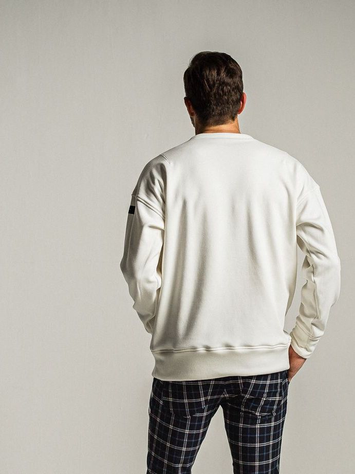 《予約9月1日18時締め》 handwriting rogo  velours fleece drop trainer  / ルーズトレーナー / ホワイト