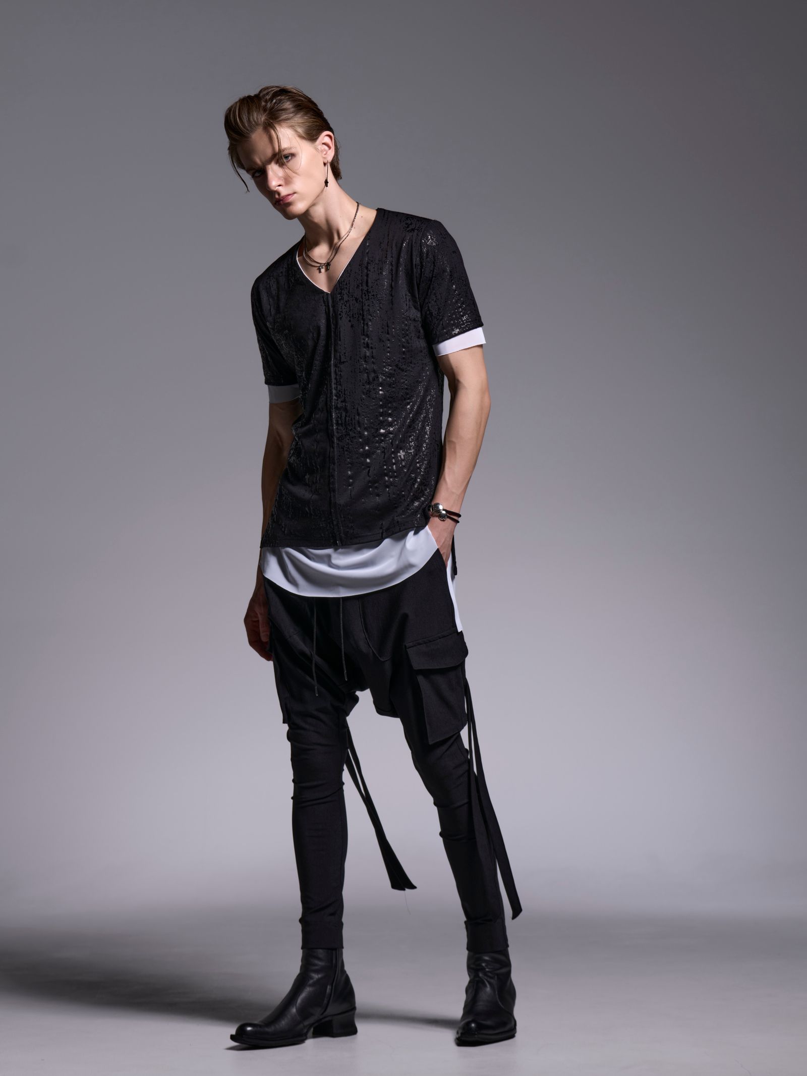 【予約品 1月4日(日) 締切】Layered-T / ドレイヤードTシャツ / ブラック