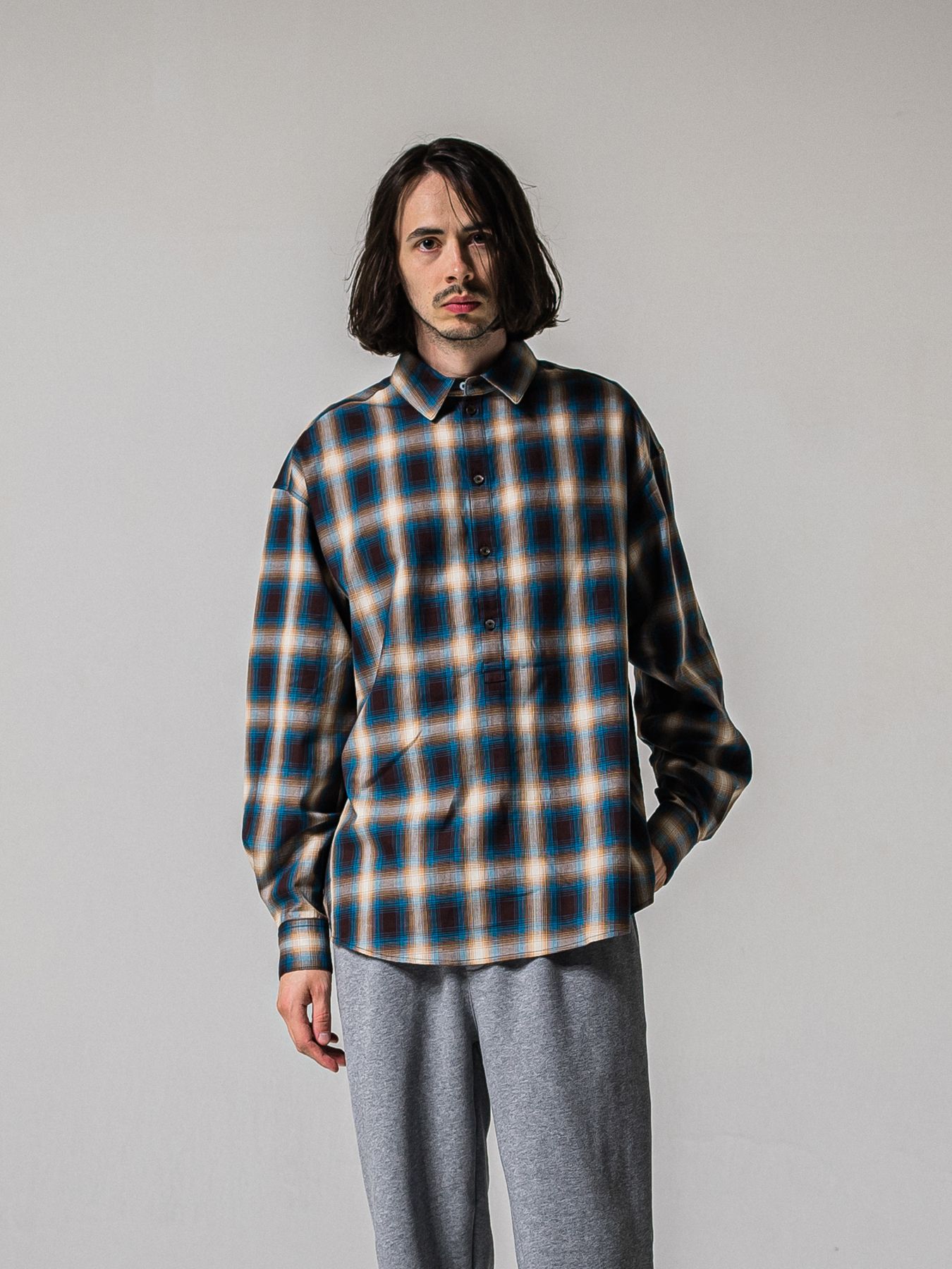 【予約品 11月16日(日) 締切】PULL JACK SHIRTS / プルオーバー ジャックシャツ / ブルーブラウン