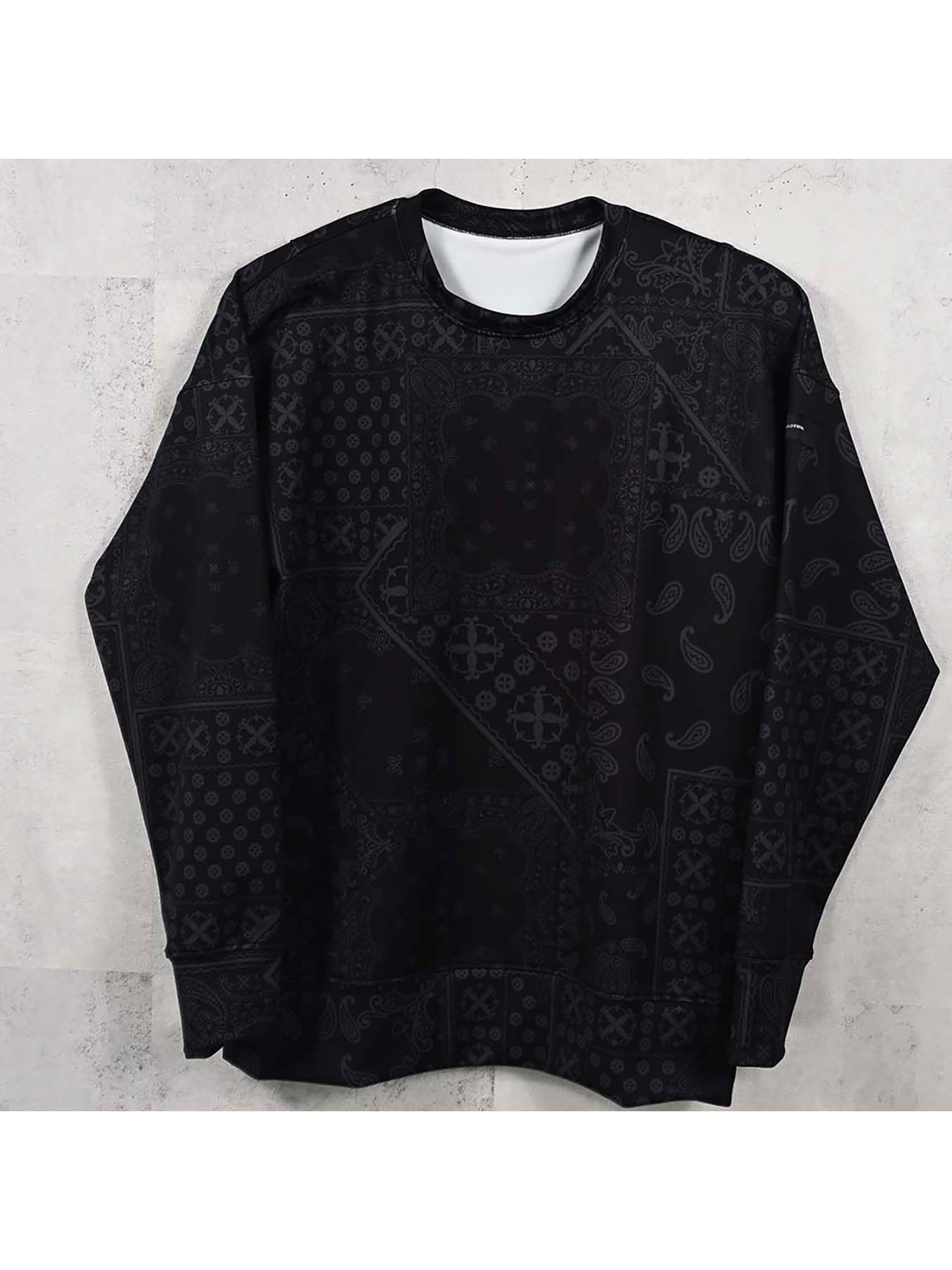 【予約品 8月31日(日) 締切】PAISLEY BACK FLEECE DROP TRAINER / ペイズリー バックフリース ドロップショルダートレーナー / ブラック