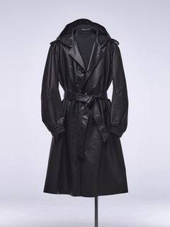 《予約品》 LeatherDrapeHoodie / レザーフードジャケット / ブラック 【THE ONENESS】