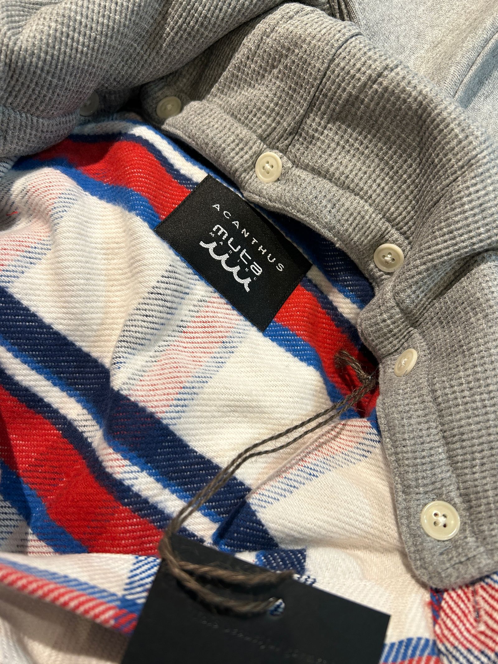 フード脱着式muta Hooded Flannel Shirts / フードシャツジャケット / ホワイト【Acanthus × muta MARINE】