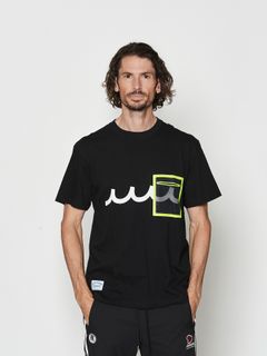 【予約品 10月9日(木) 締切】muta  Mesh Trimming Pocket Tee / Tシャツ / ブラック×イエロー【Acanthus × muta MARINE】