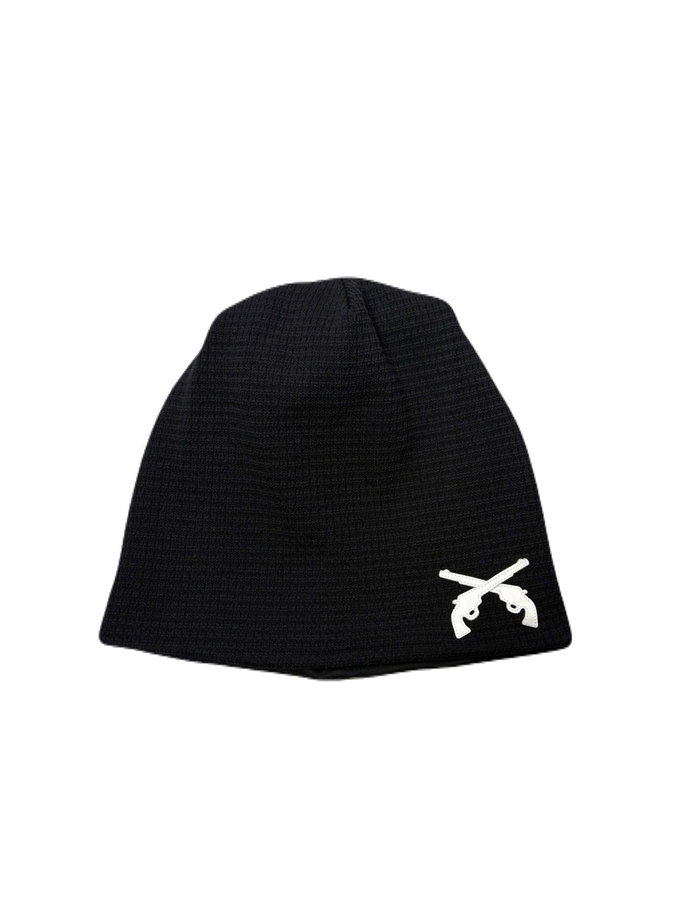 【予約品 3月9日(月) 18:00 締切】CROSSGUNPATCH BEANIE / クロスガンパッチ ビッグワッフルビーニー / ブラック×ホワイト