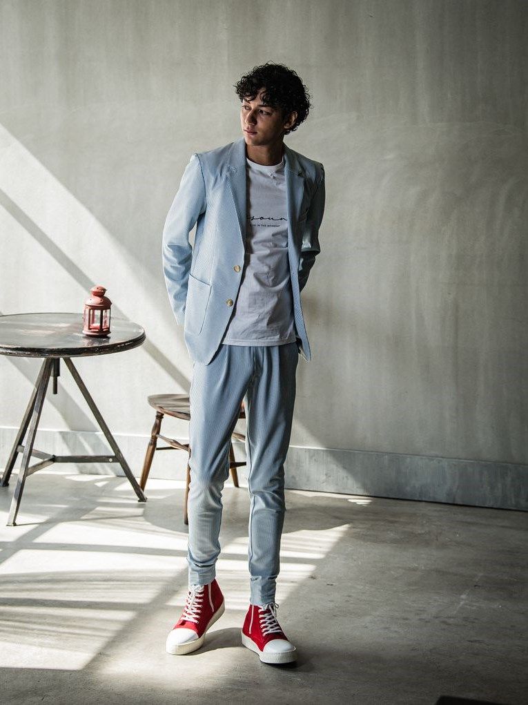 《予約品》 GARY JACKET / シアサッカー 2Bテーラードジャケット / サックス