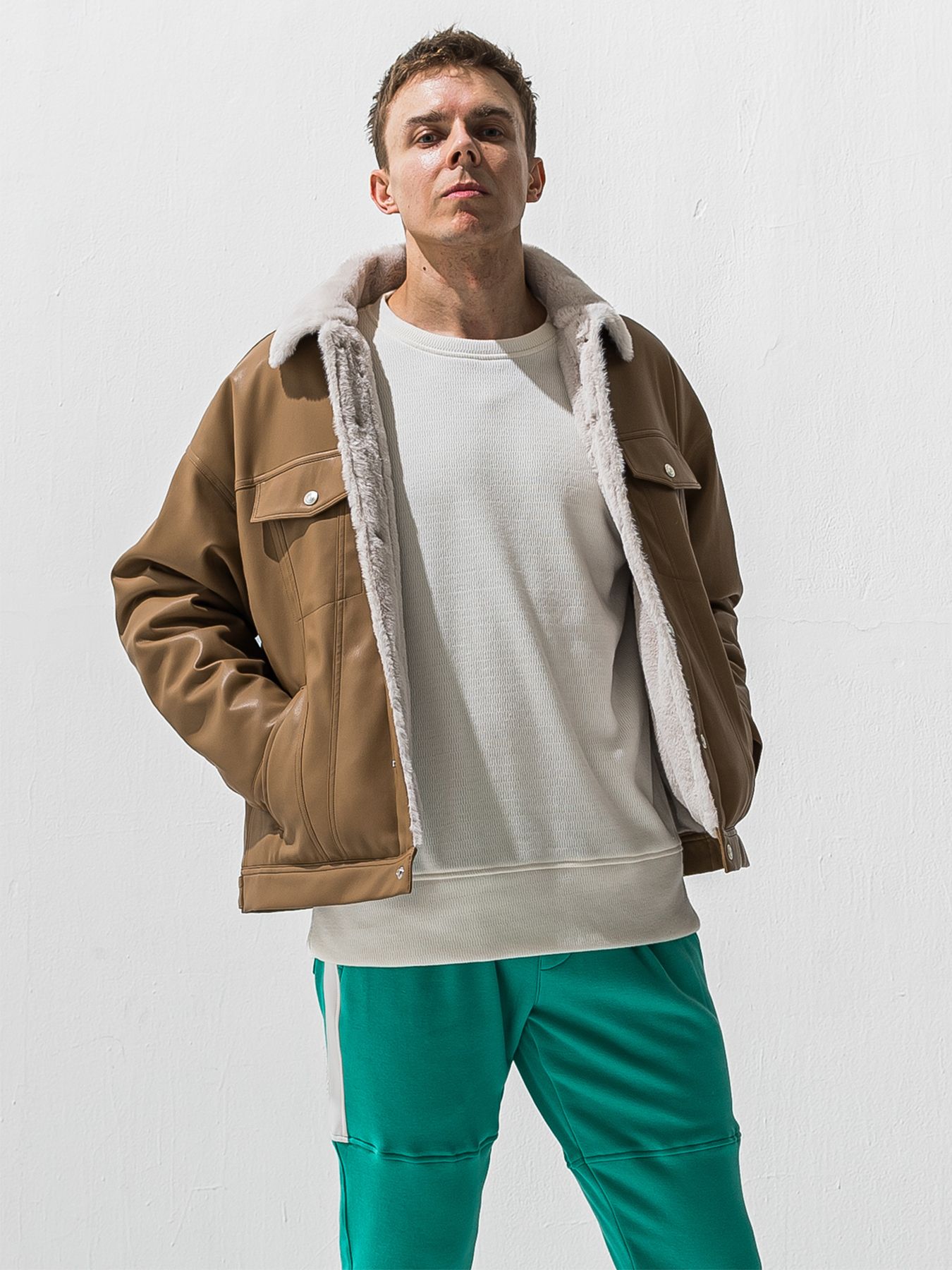 【予約品 9月6日(日) 締切】LEATHER FUR OVER G / レザー ファー オーバー Gジャン / ベージュ